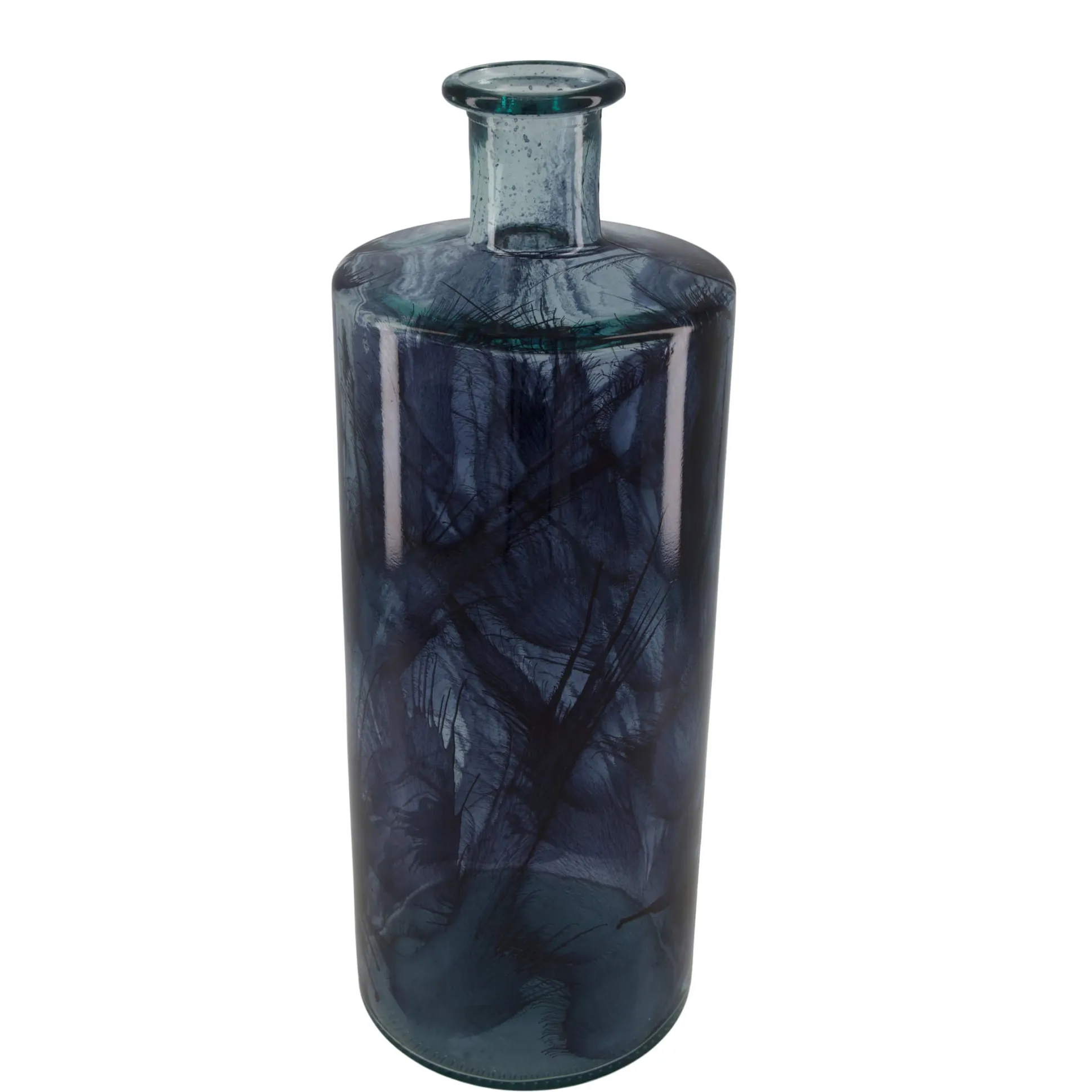 Fles glas recycle blauw 15 x 40 cm