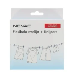 Flexibele waslijn met knijpers 190-240 cm