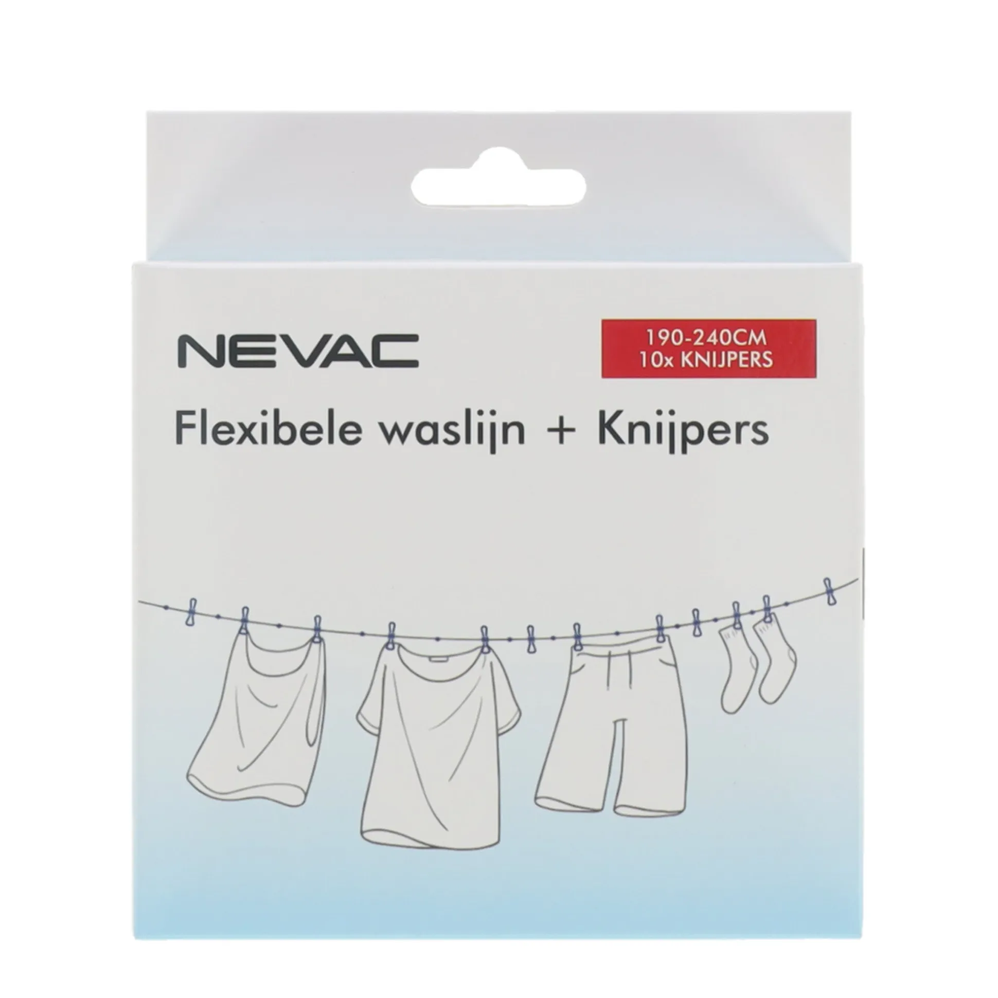 Flexibele waslijn met knijpers 190-240 cm