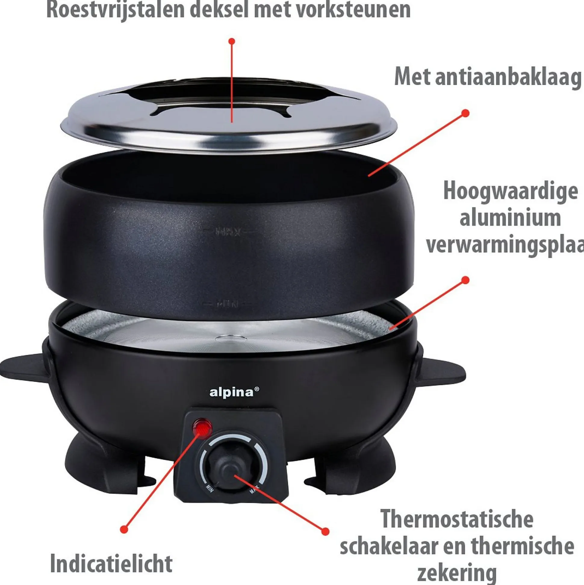 Fondueset 2,3 L 800W Alpina