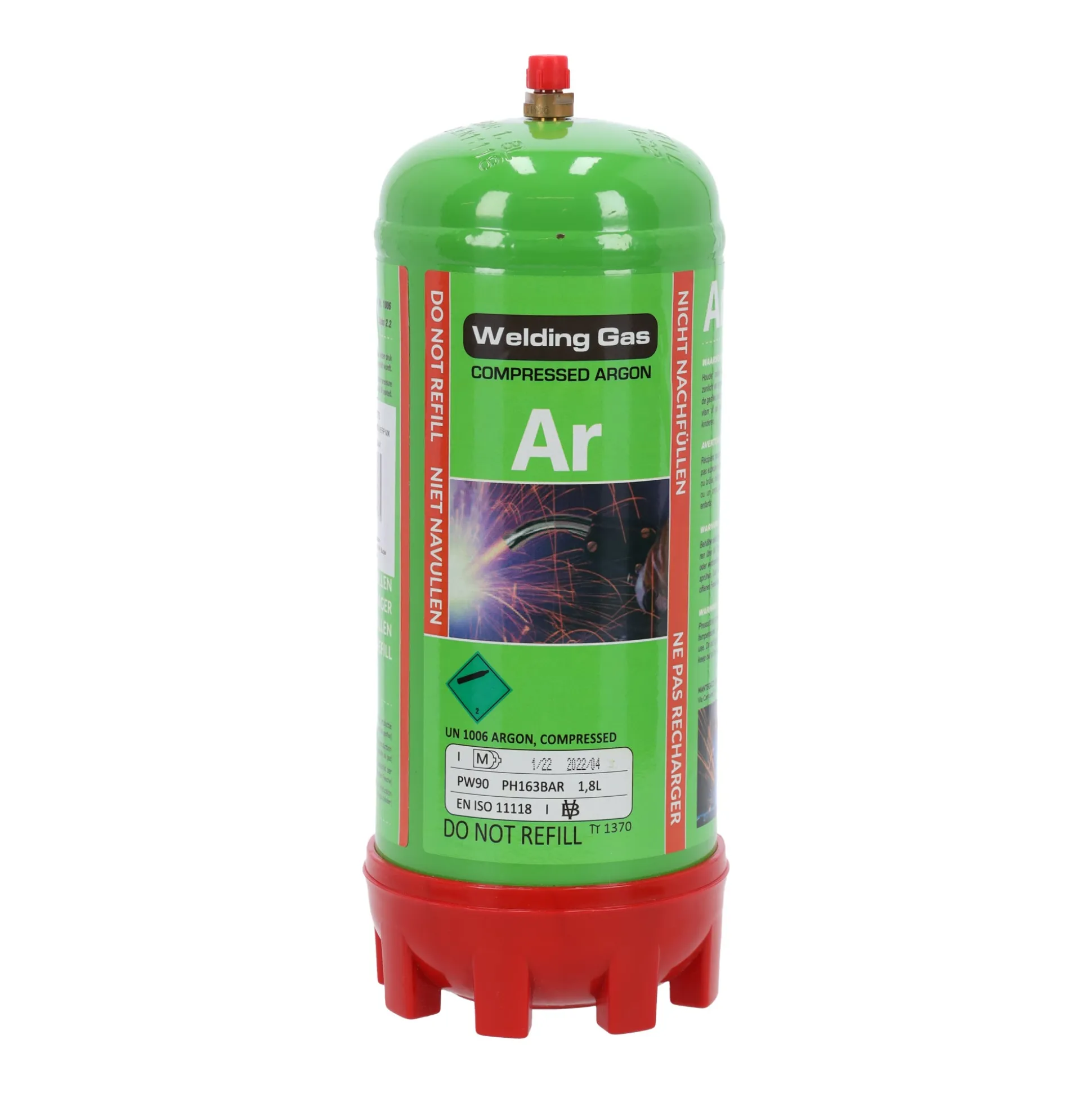 Gasfles Argon 1,8L wegwerp MX