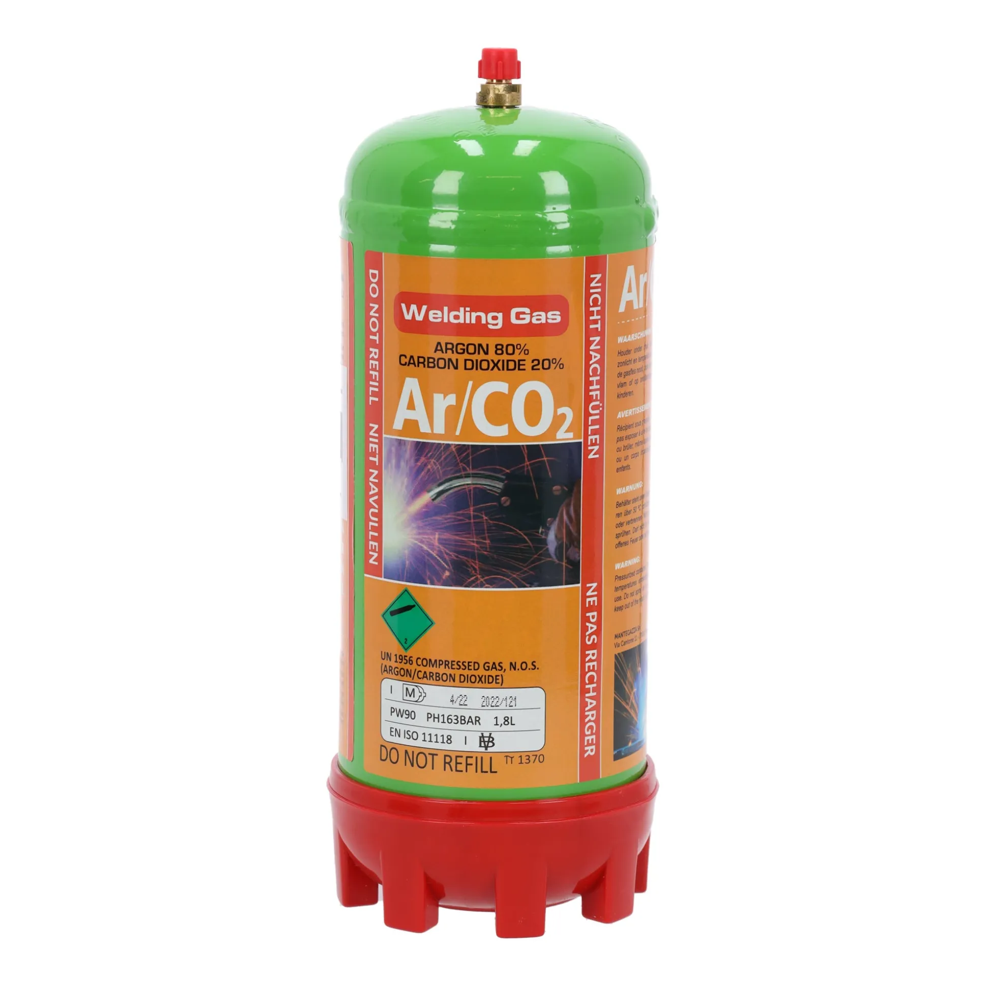 Gasfles 1,8L Argon/CO2 wegwerp MX