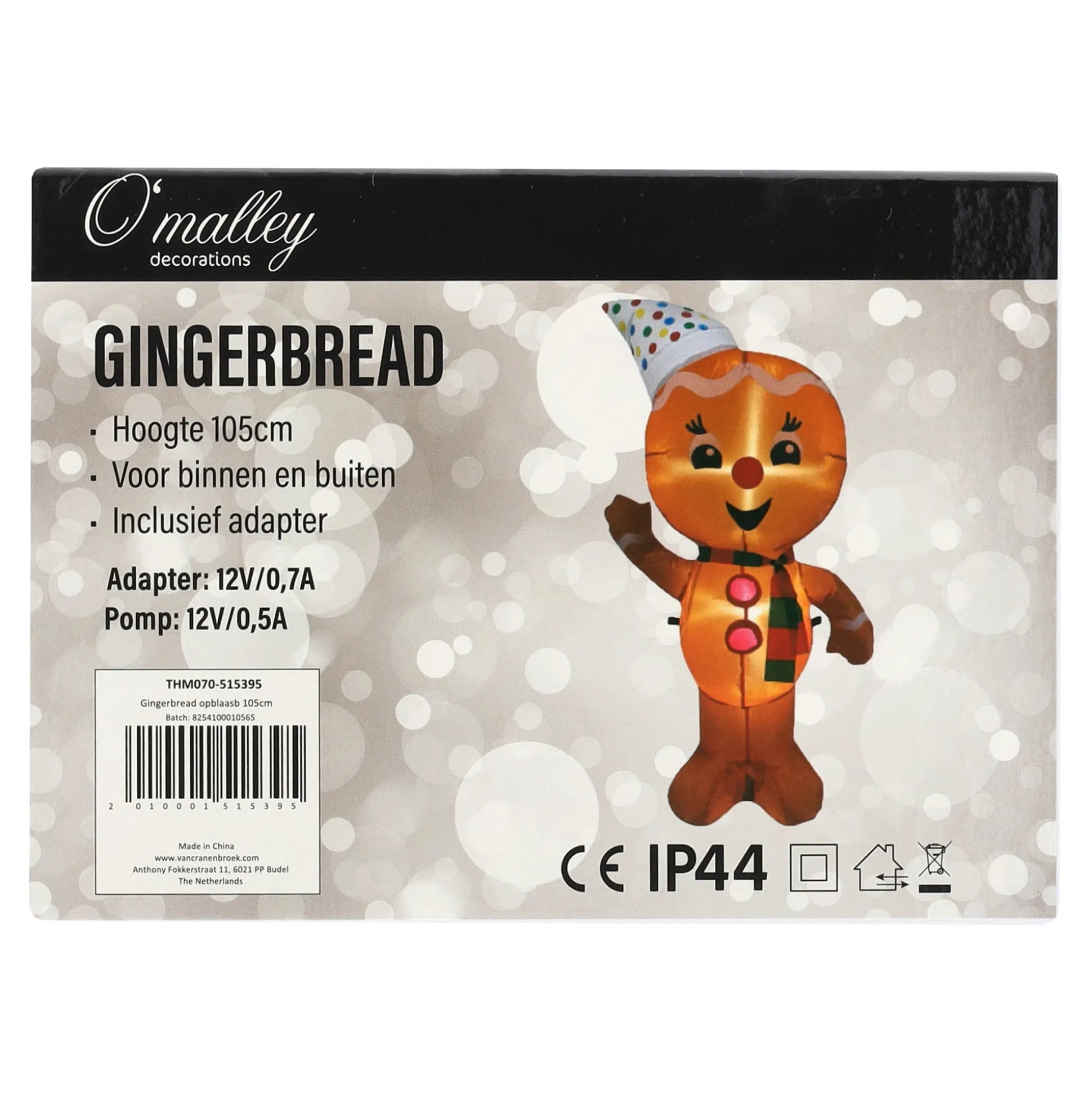 Gingerbread opblaasbaar 105cm