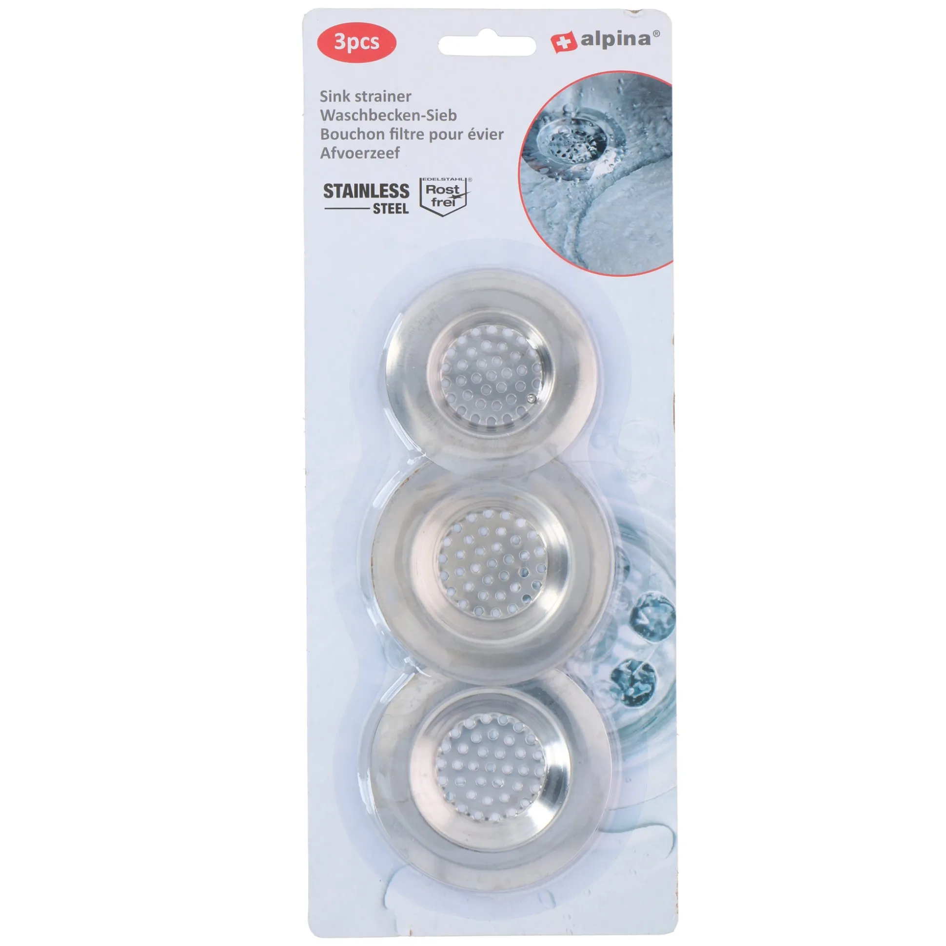 Gootsteenzeef 2 x 8 cm en 1 x 7 cm Alpina