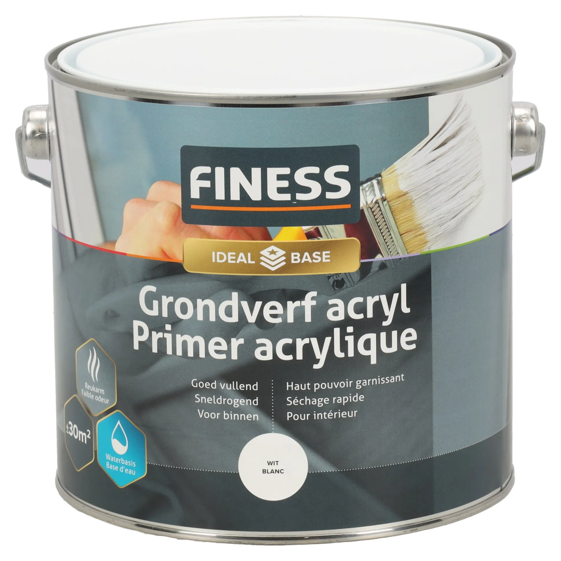 Grondverf acryl wit 2.5L Finess