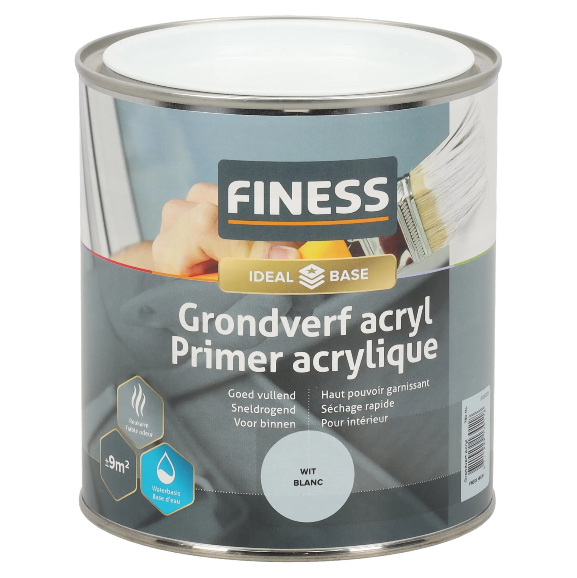 Grondverf acryl wit 750ml Finess
