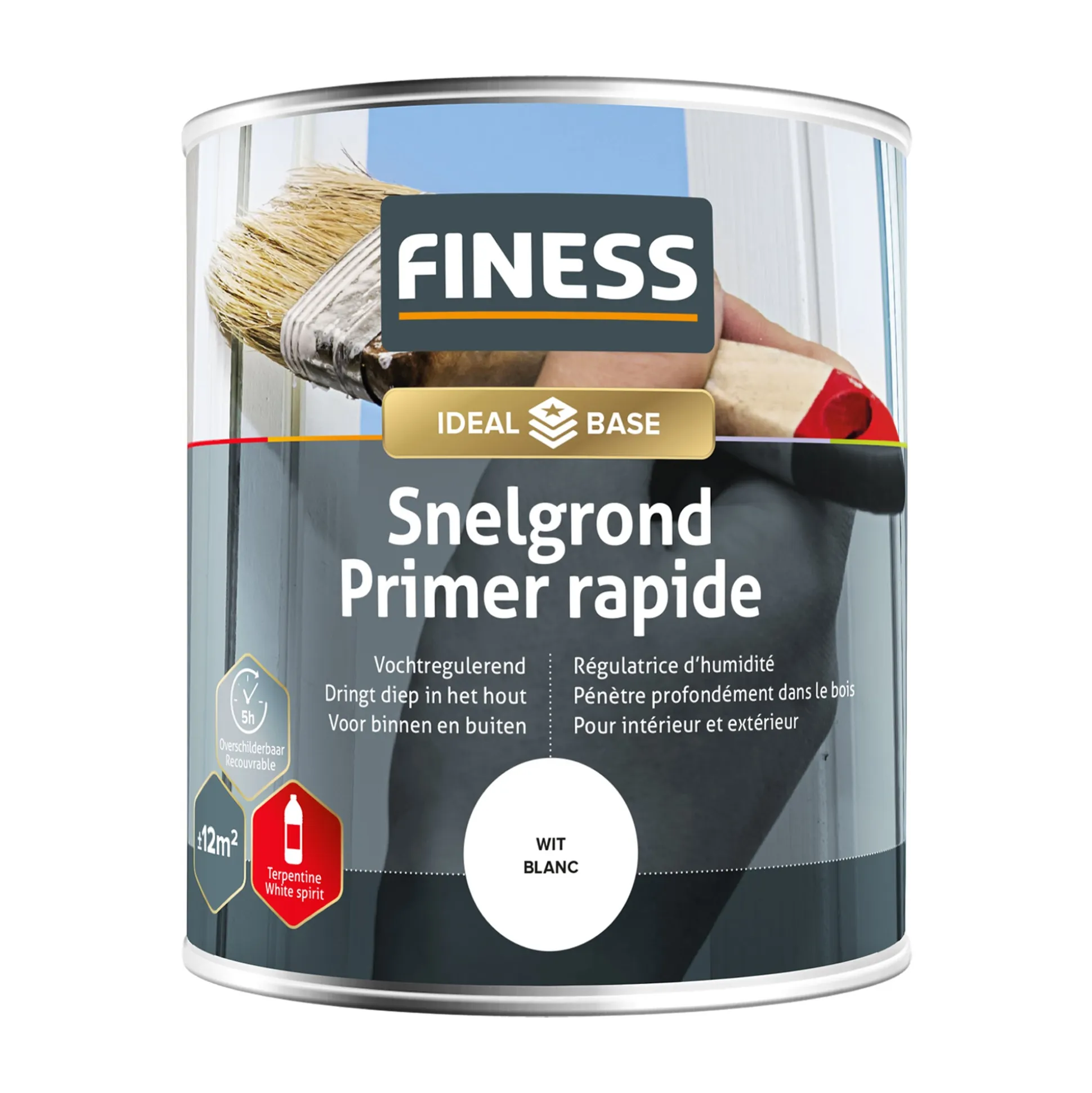 Grondverf acryl wit 750ml Finess