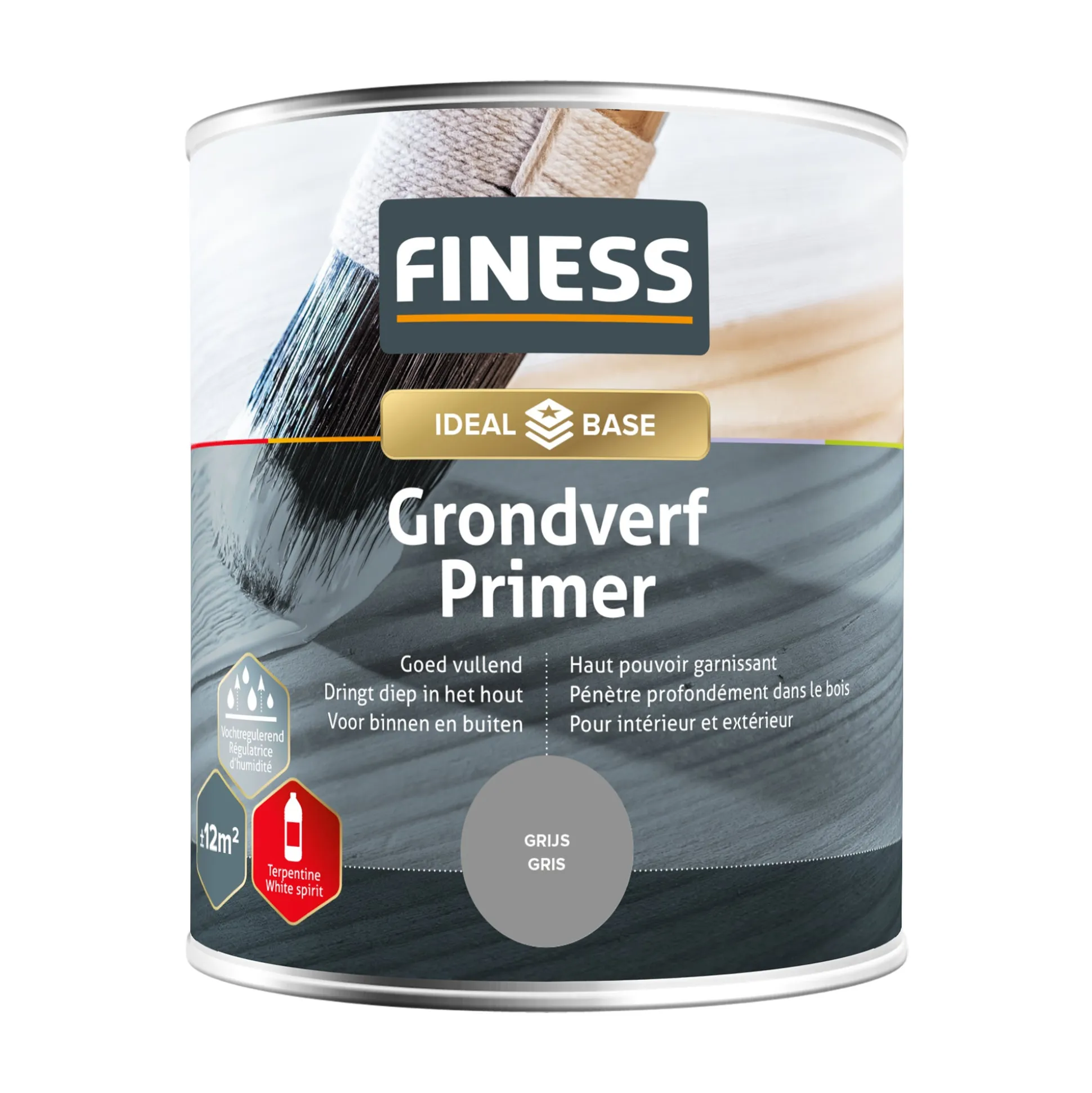 Grondverf grijs 750ml Finess