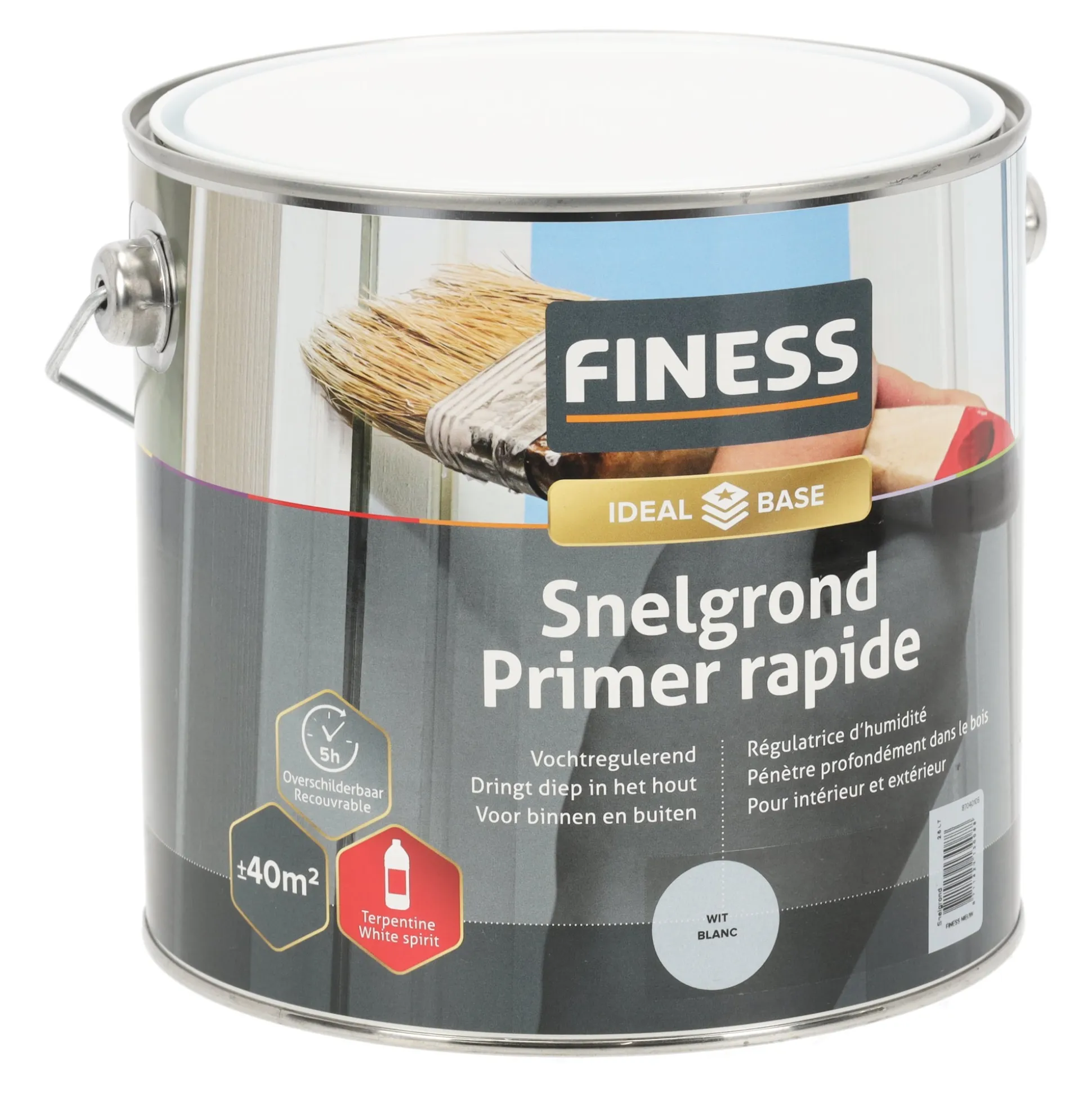 Grondverf sneldrogend wit 2.5L Finess