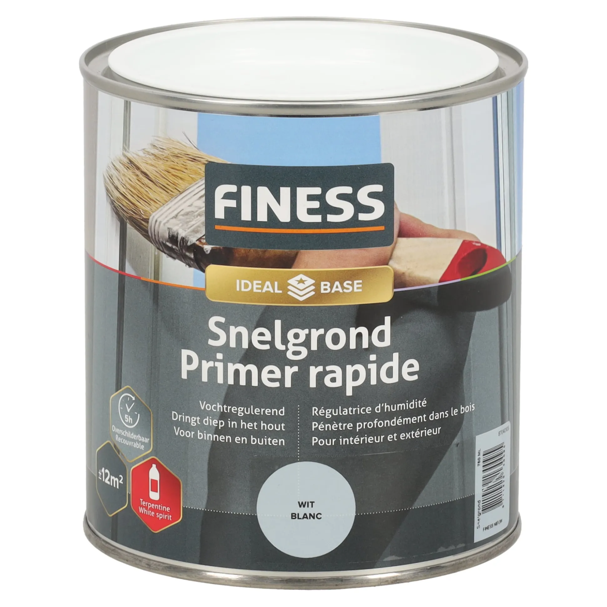 Grondverf sneldrogend wit 750ml Finess