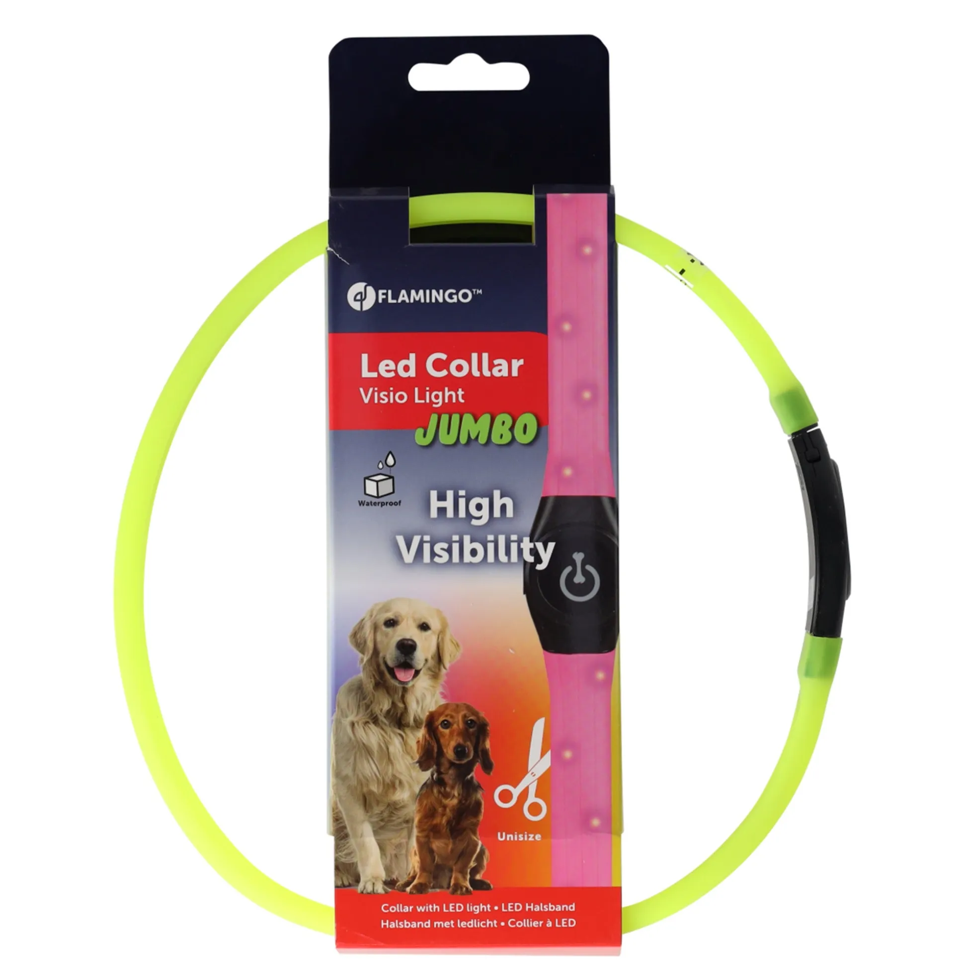 Halsband visio LED jumbo 7mm geel