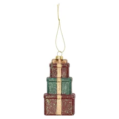 Hanger cadeau rood groen 6 x 10 cm
