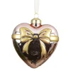 Hanger glas hart strik roze 8 cm