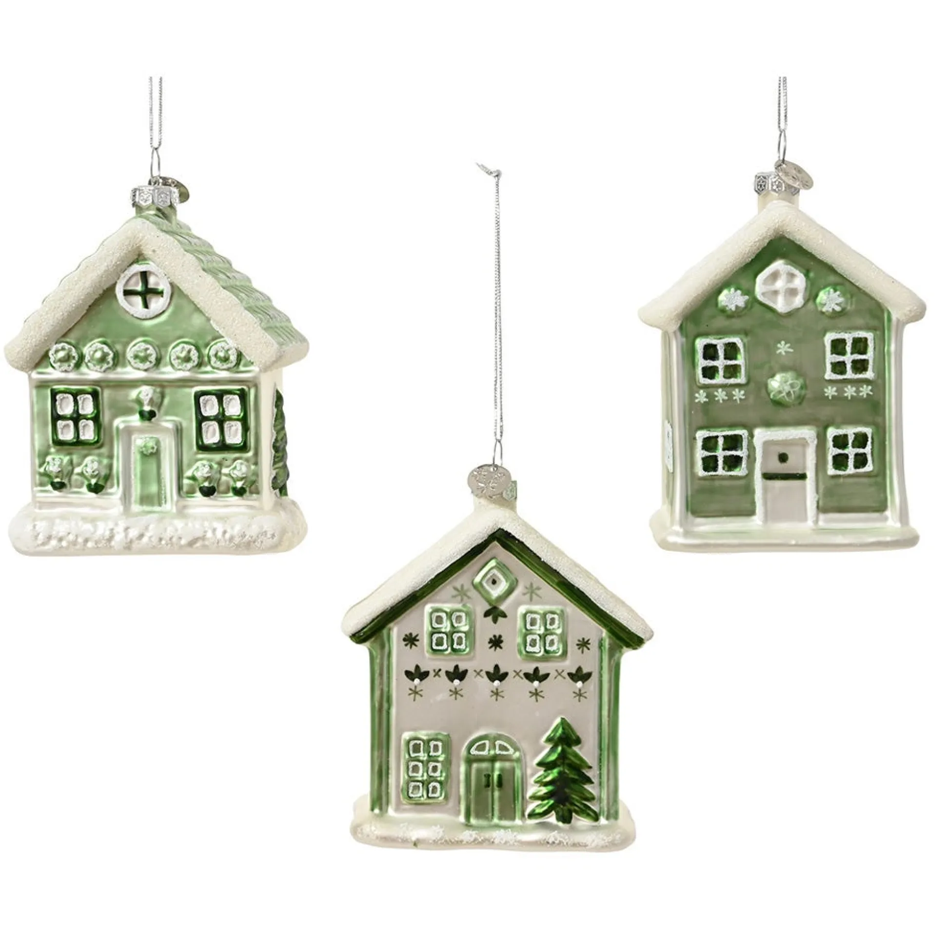 Hanger glas huis groen 10 cm