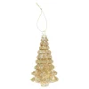 Hanger glas kerstboom goud met glitter