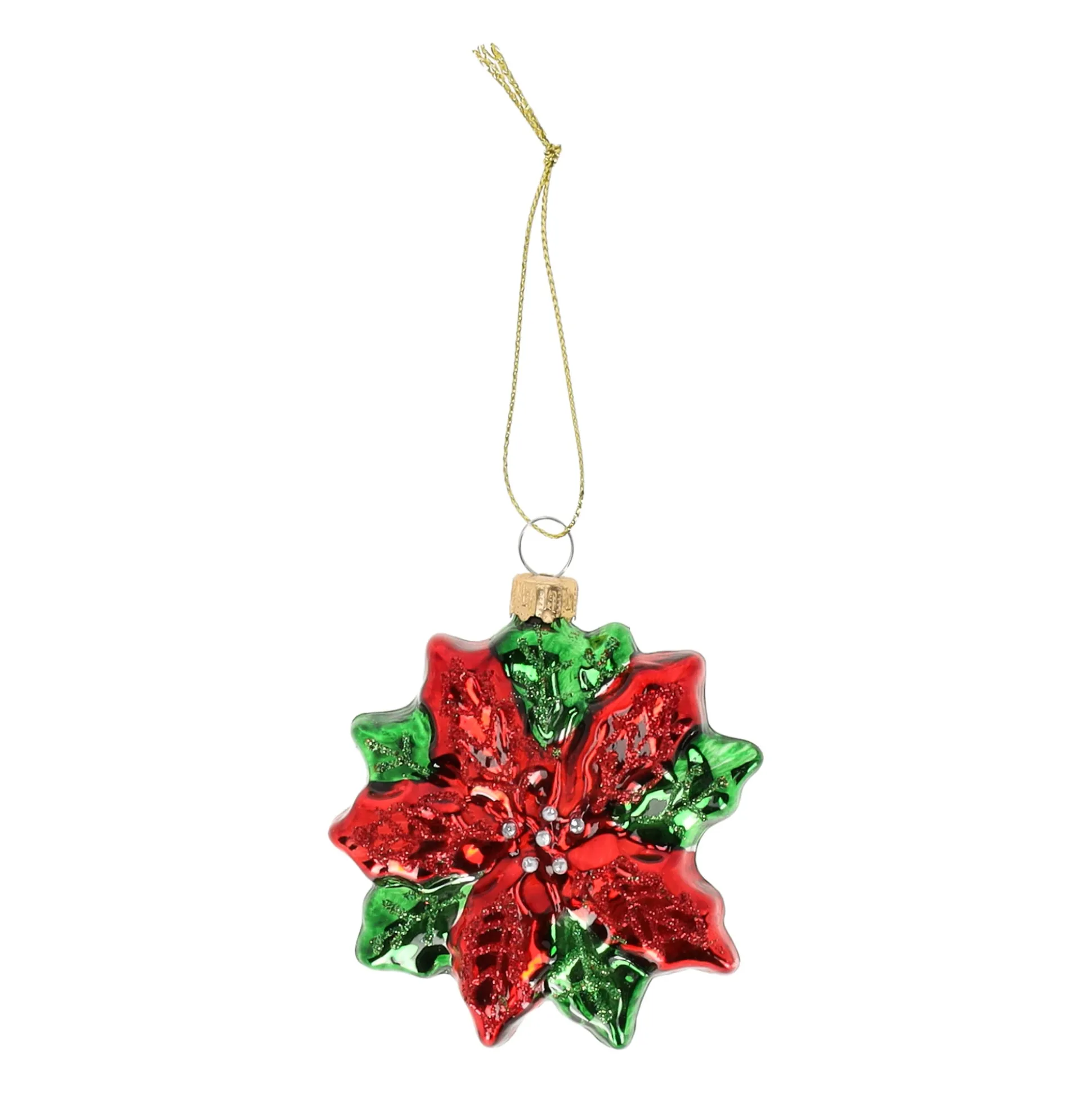 Hanger glas kerstster klein rood