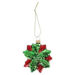 Hanger glas kerstster klein rood
