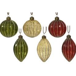 Hanger glas pegel groen rood creme 8 cm