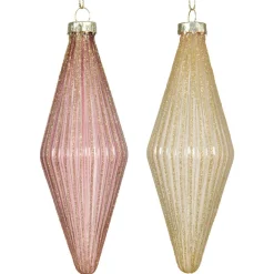 Hanger glas pegel roze creme 14 cm