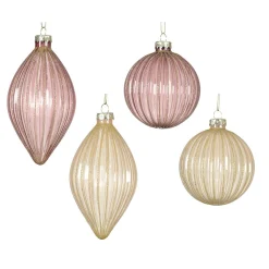 Hanger glas pegel roze creme 8 cm