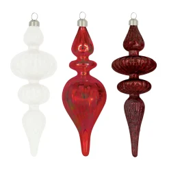Hanger glas rood wit 6 x 18 cm