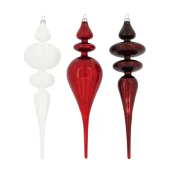 Hanger glas rood wit 8 x 30 cm
