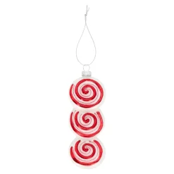 Hanger glas snoepjes wit rood