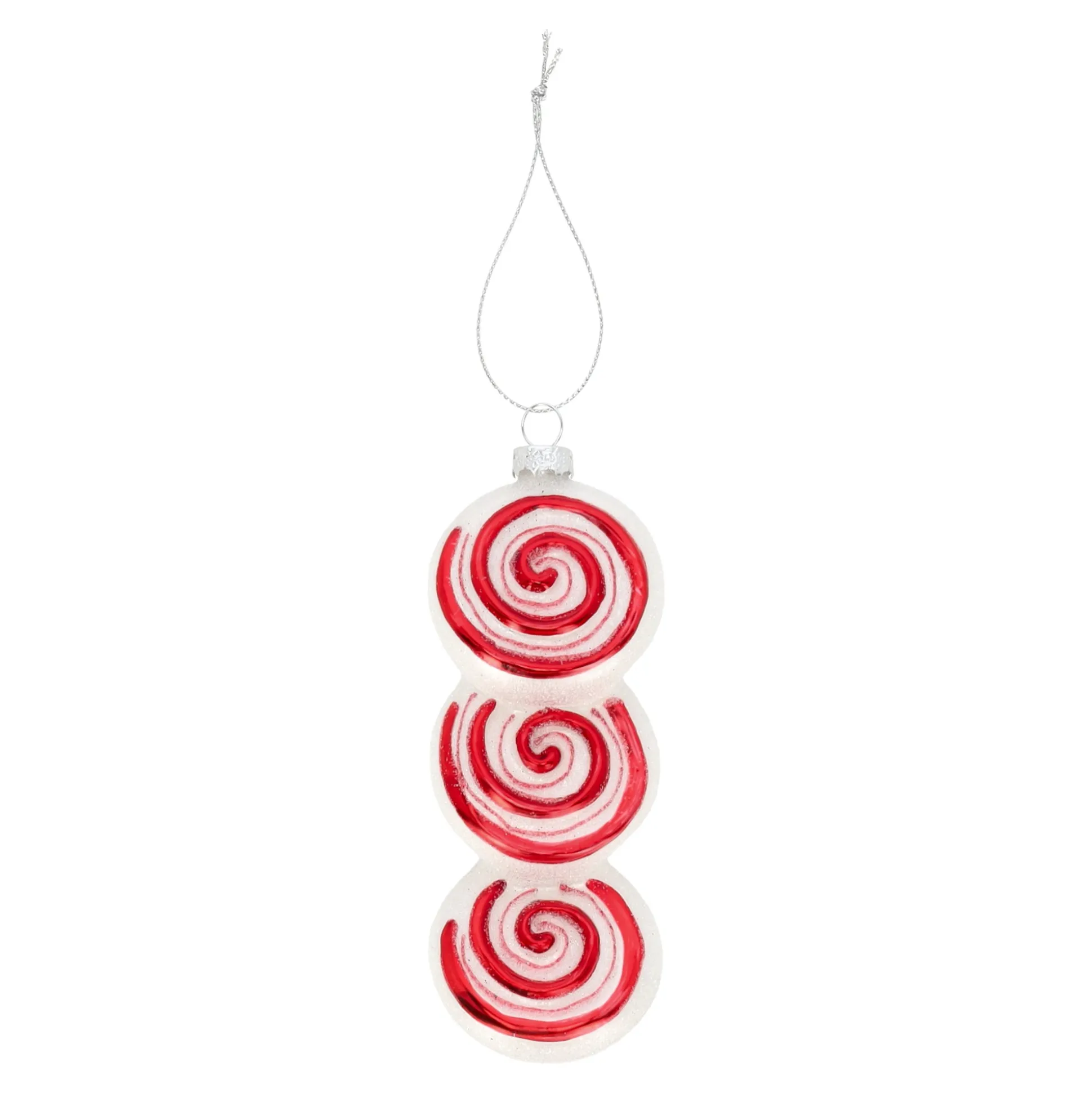 Hanger glas snoepjes wit rood