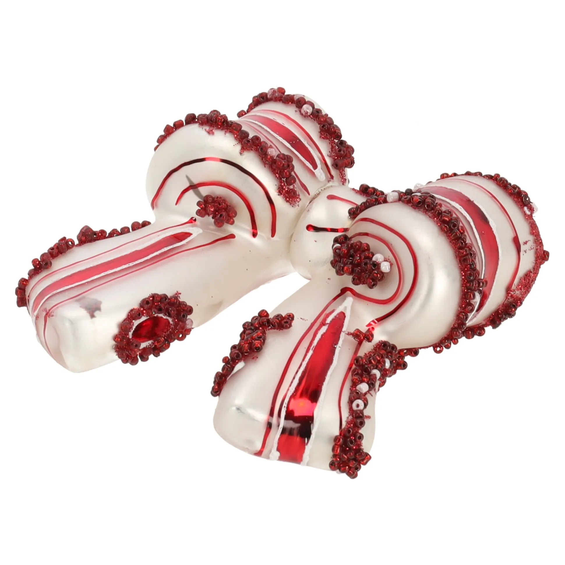 Hanger glas strik 10 cm rood wit