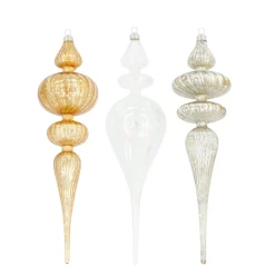 Hanger glas wit goud 8 x 30 cm