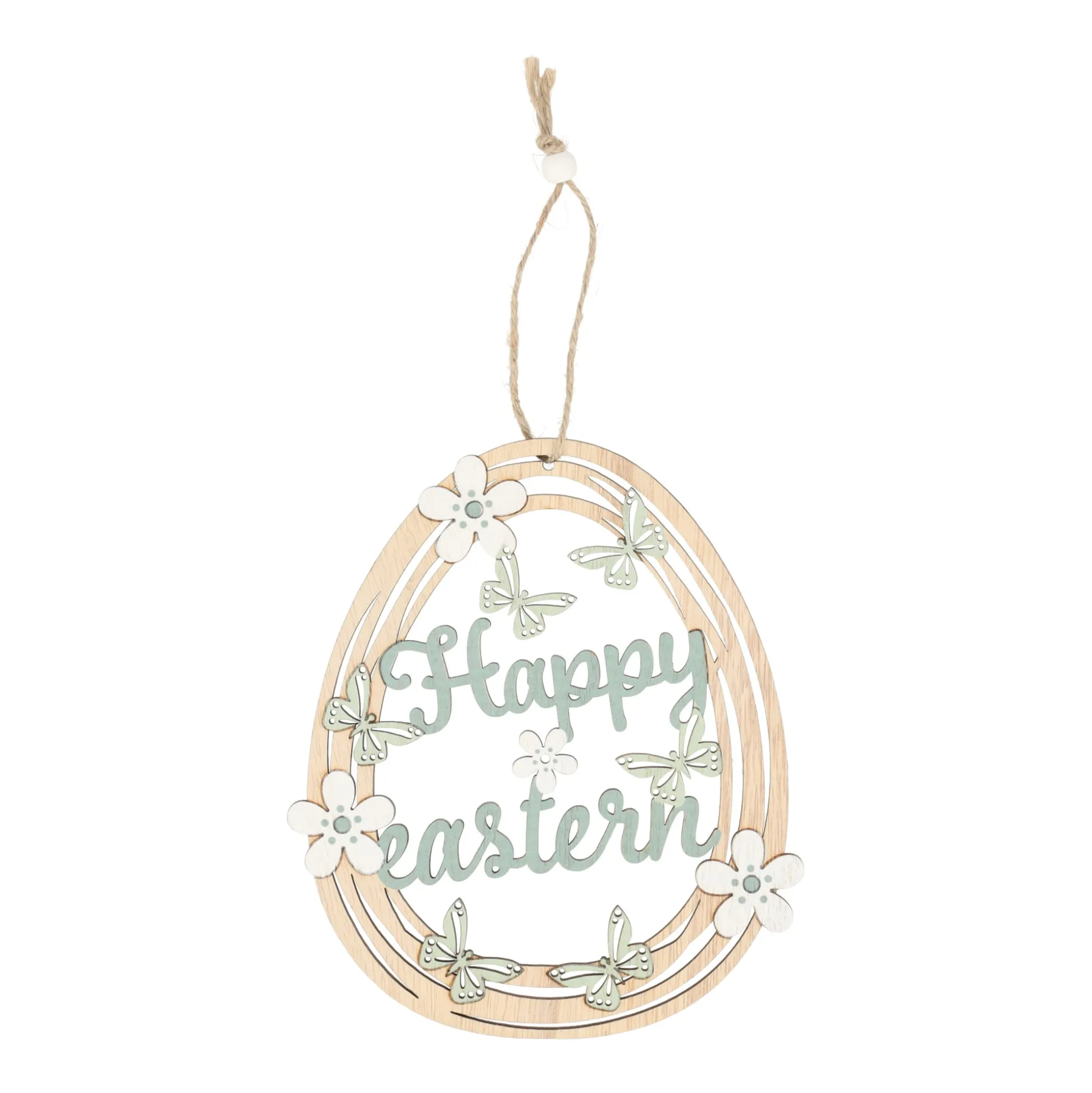 Hanger happy easter hout 19cm
