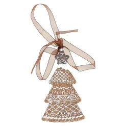 Hanger kerstboom ster grijs gingerbread 9 cm