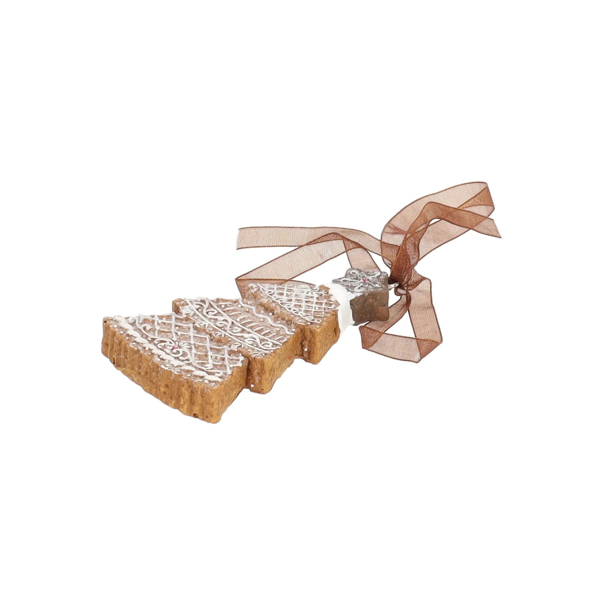 Hanger kerstboom ster grijs gingerbread 9 cm