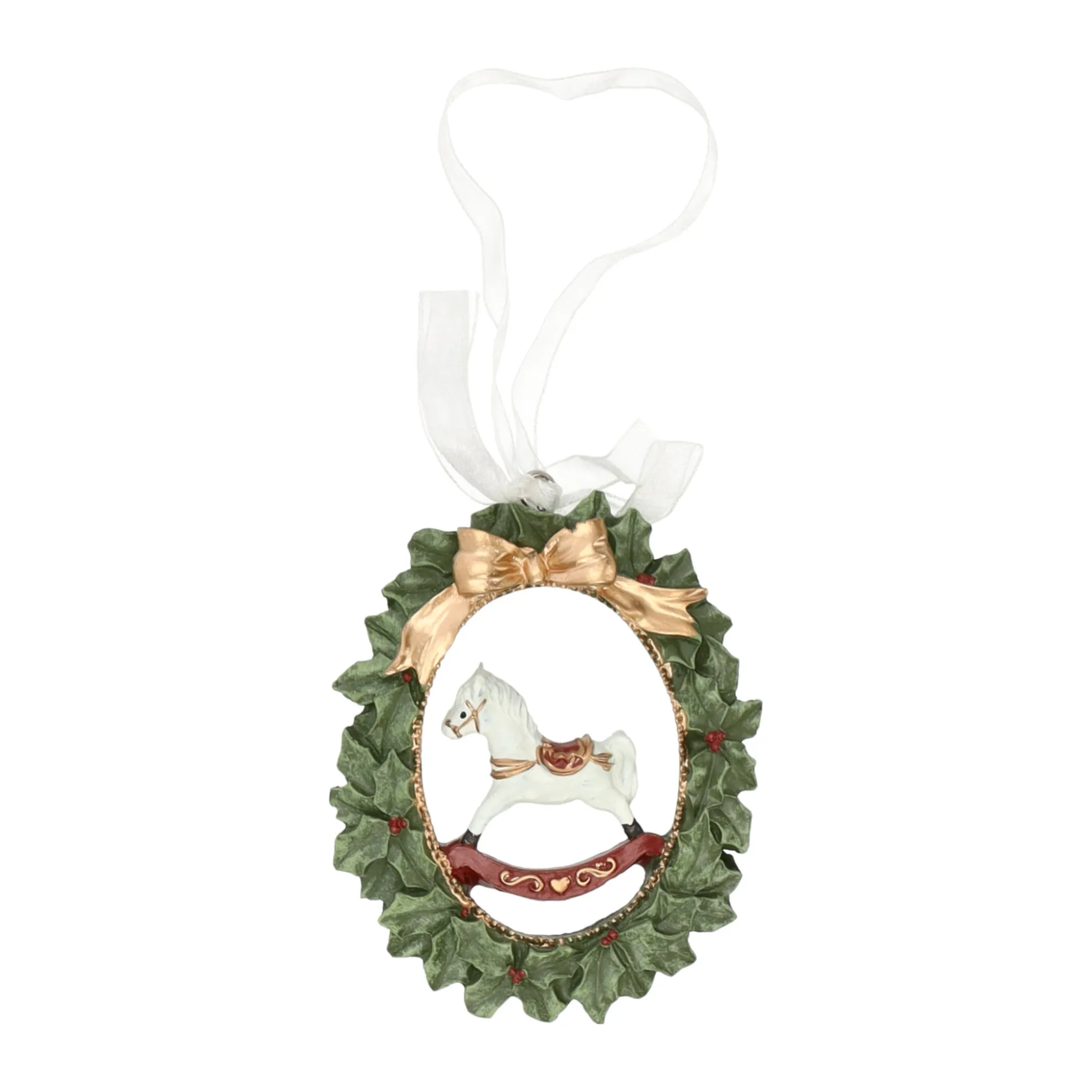 Hanger krans hobbelpaard groen 9 cm
