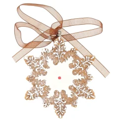 Hanger sneeuwvlok gingerbread wit 8 cm