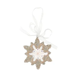 Hanger sneeuwvlok gingerbread roze 8 cm