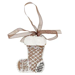 Hanger sok gingerbread wit 8 cm