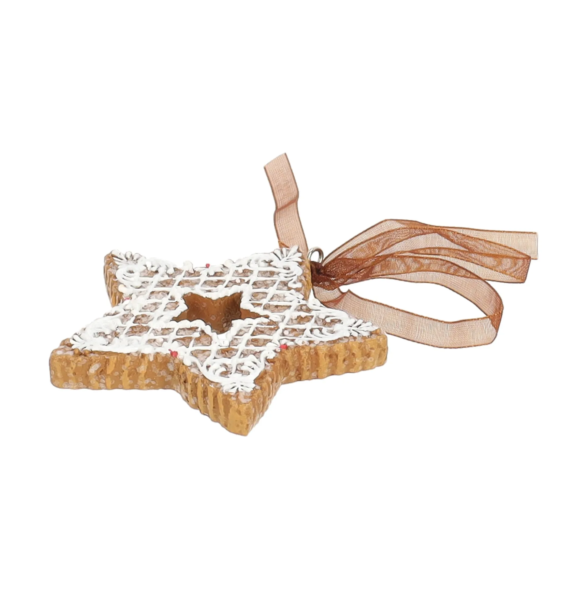 Hanger ster gingerbread wit 8 cm