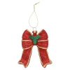 Hanger strik rood goud 9 x 10 cm