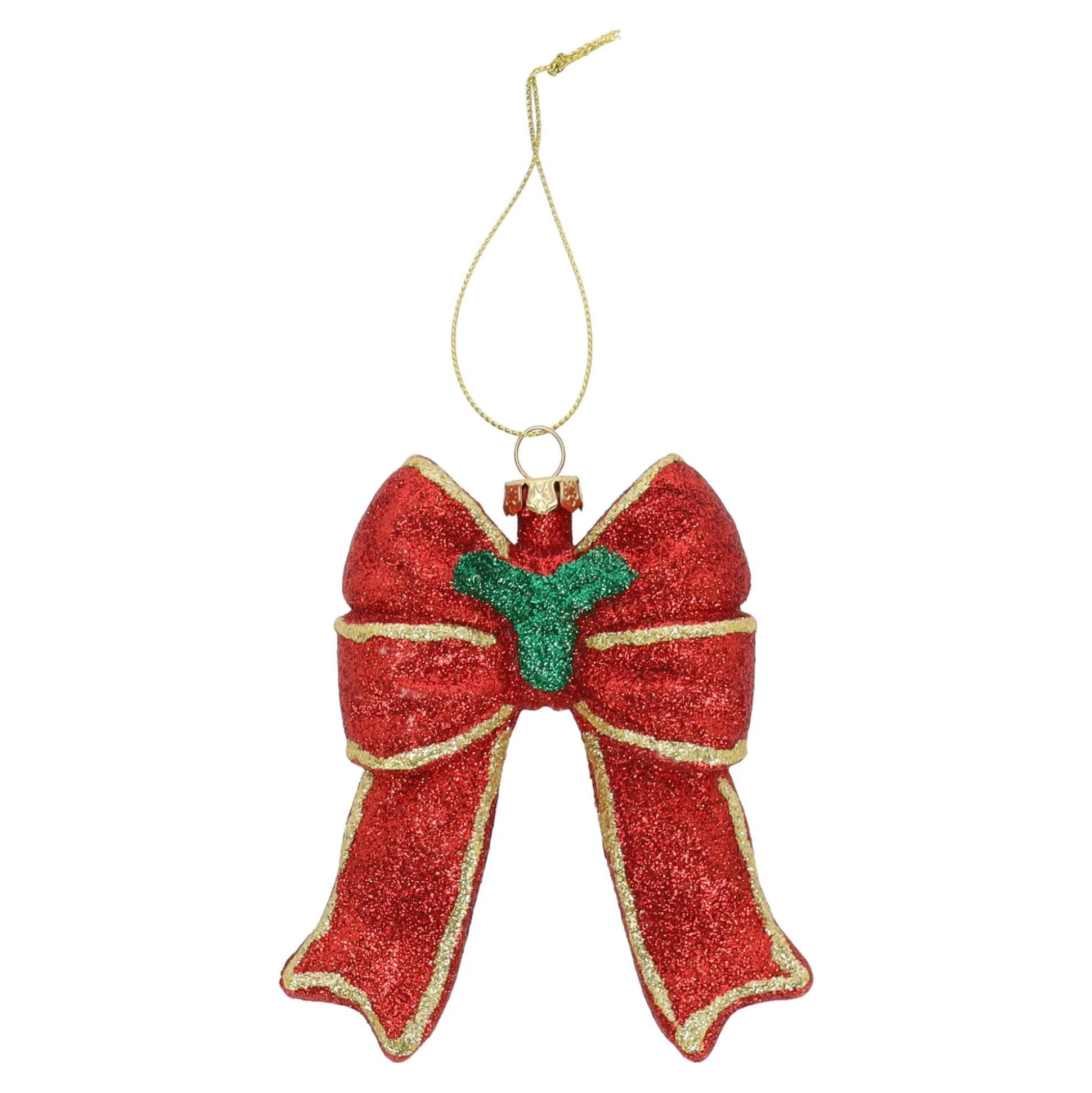 Hanger strik rood goud 9 x 10 cm