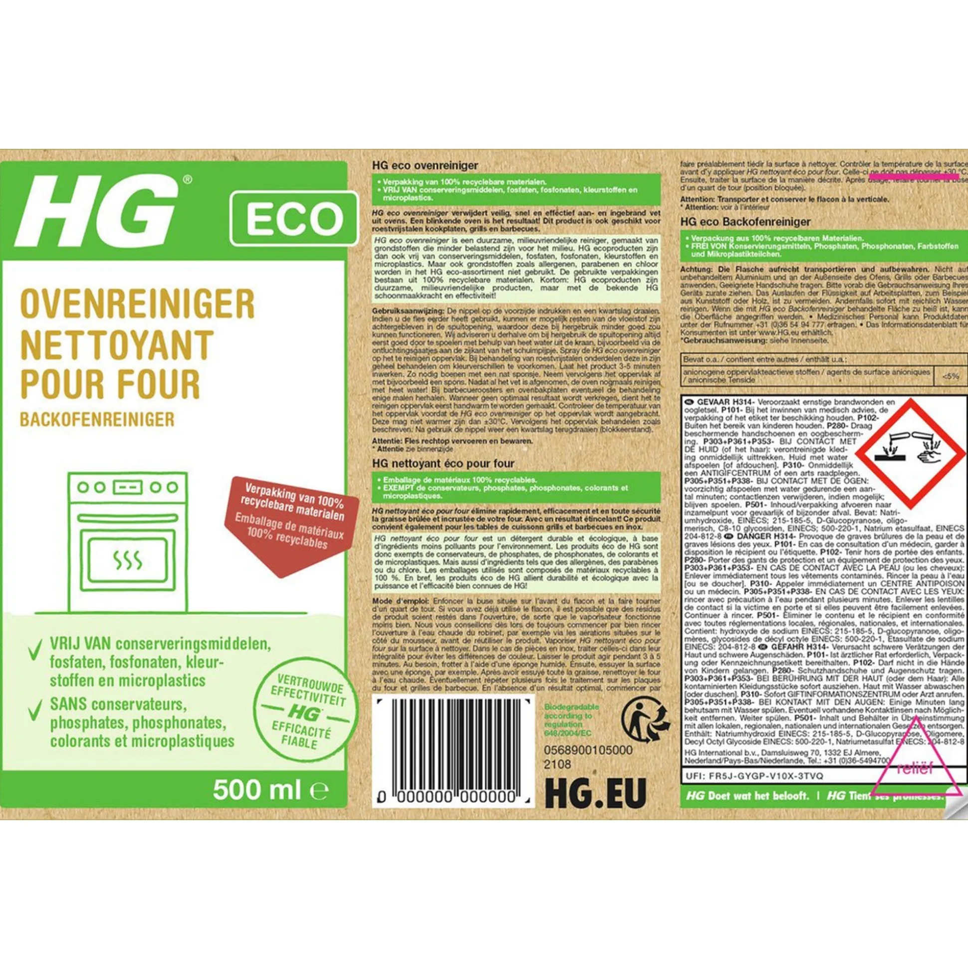 HG ECO ovenreiniger 0.5L NL/BE