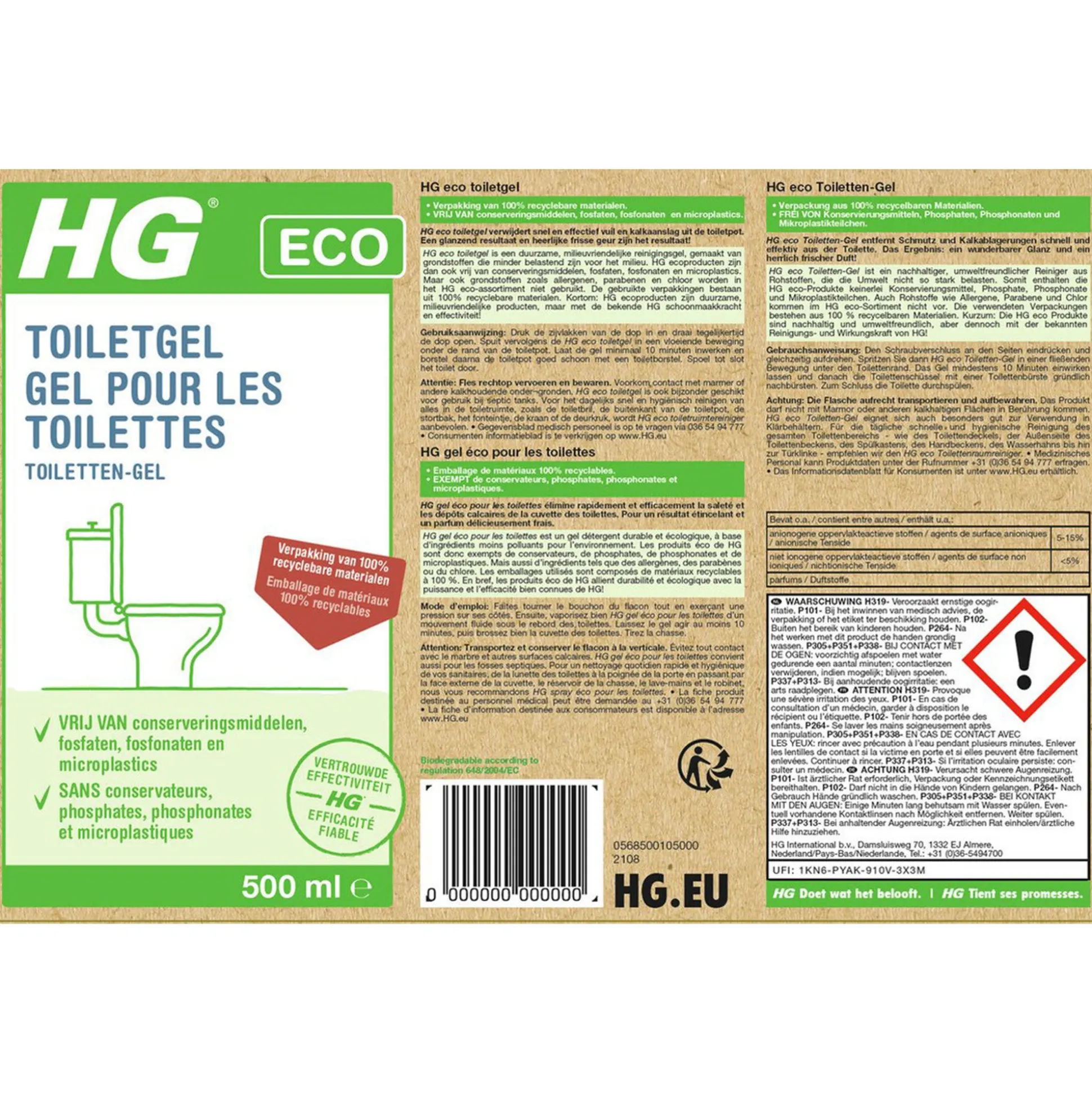 HG ECO toiletgel 0.5L NL