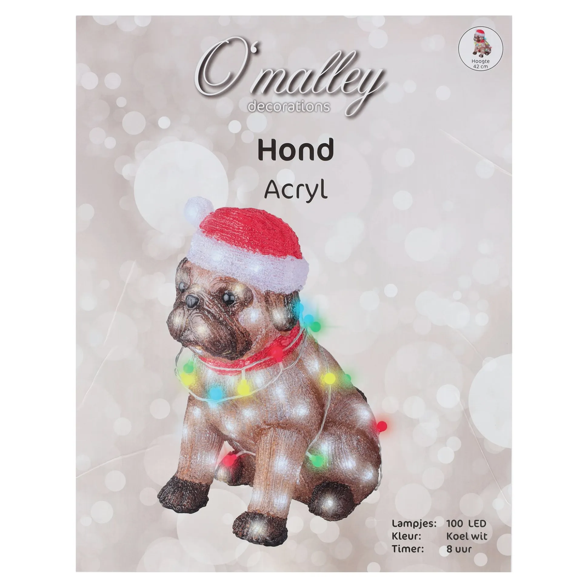 Hond met kerstverlichting acryl 42cm 100LED