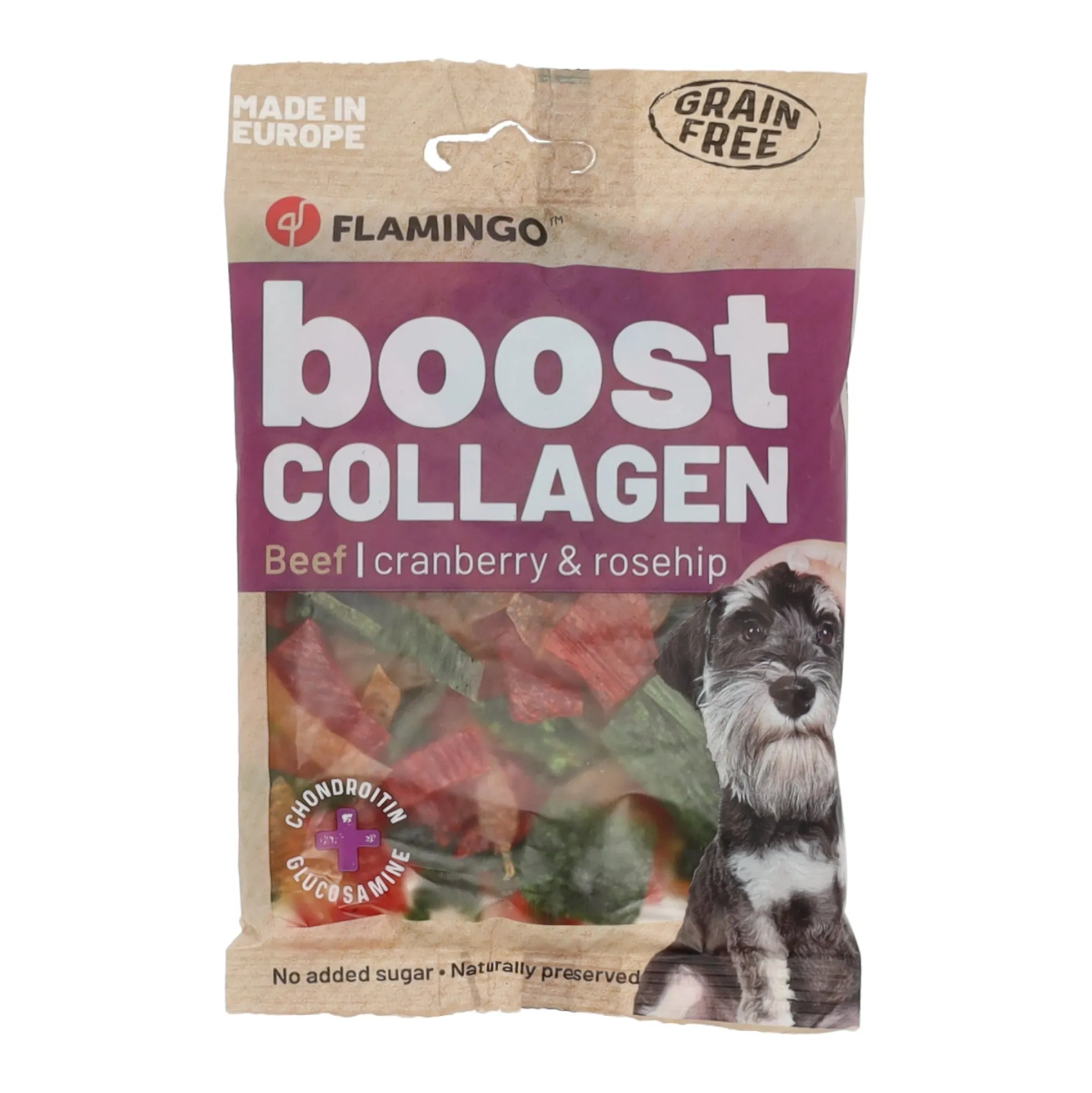 Hondensnack boost chips rund met collageen 60g