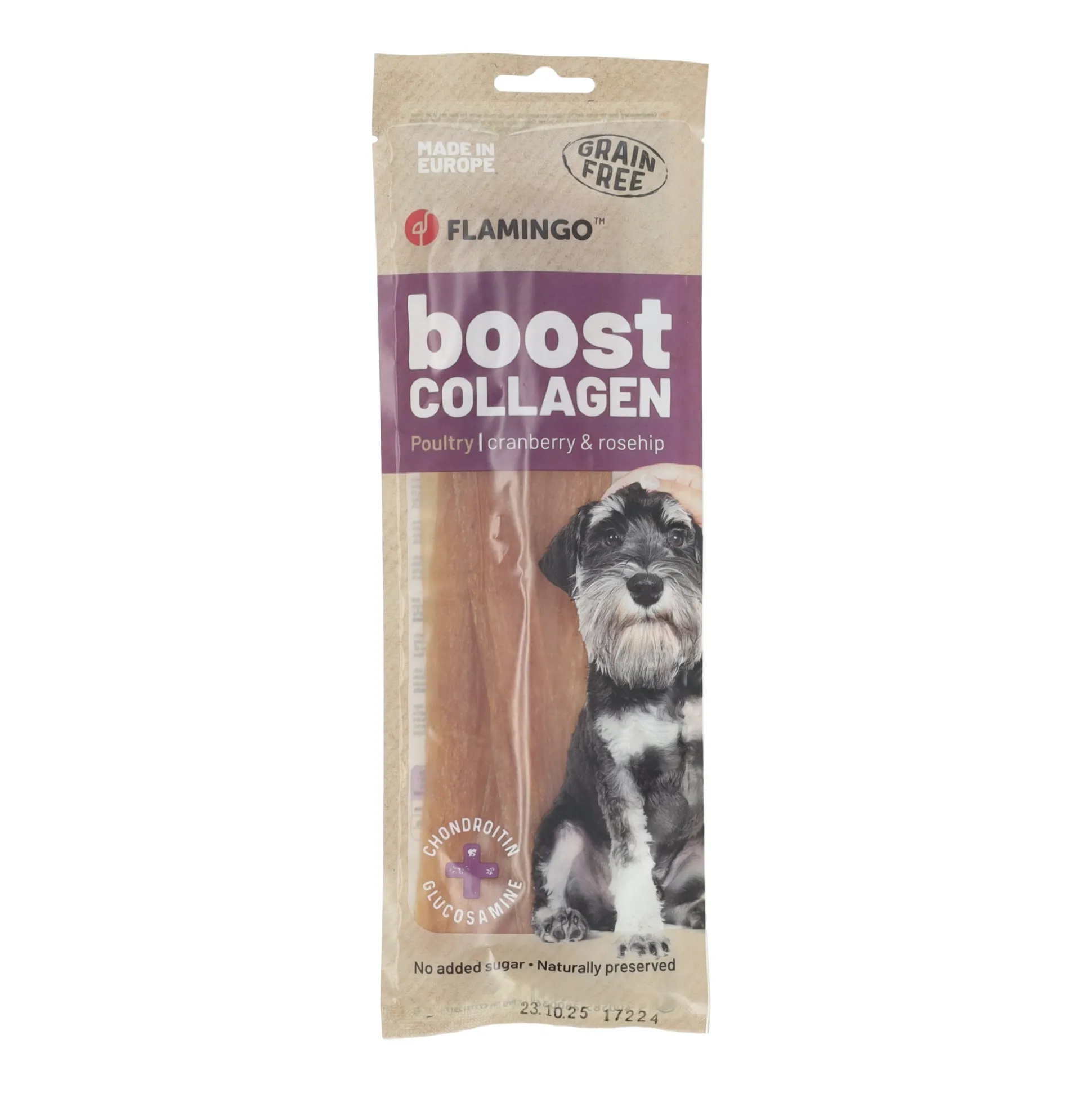 Hondensnack boost strips kip met collageen 60 g