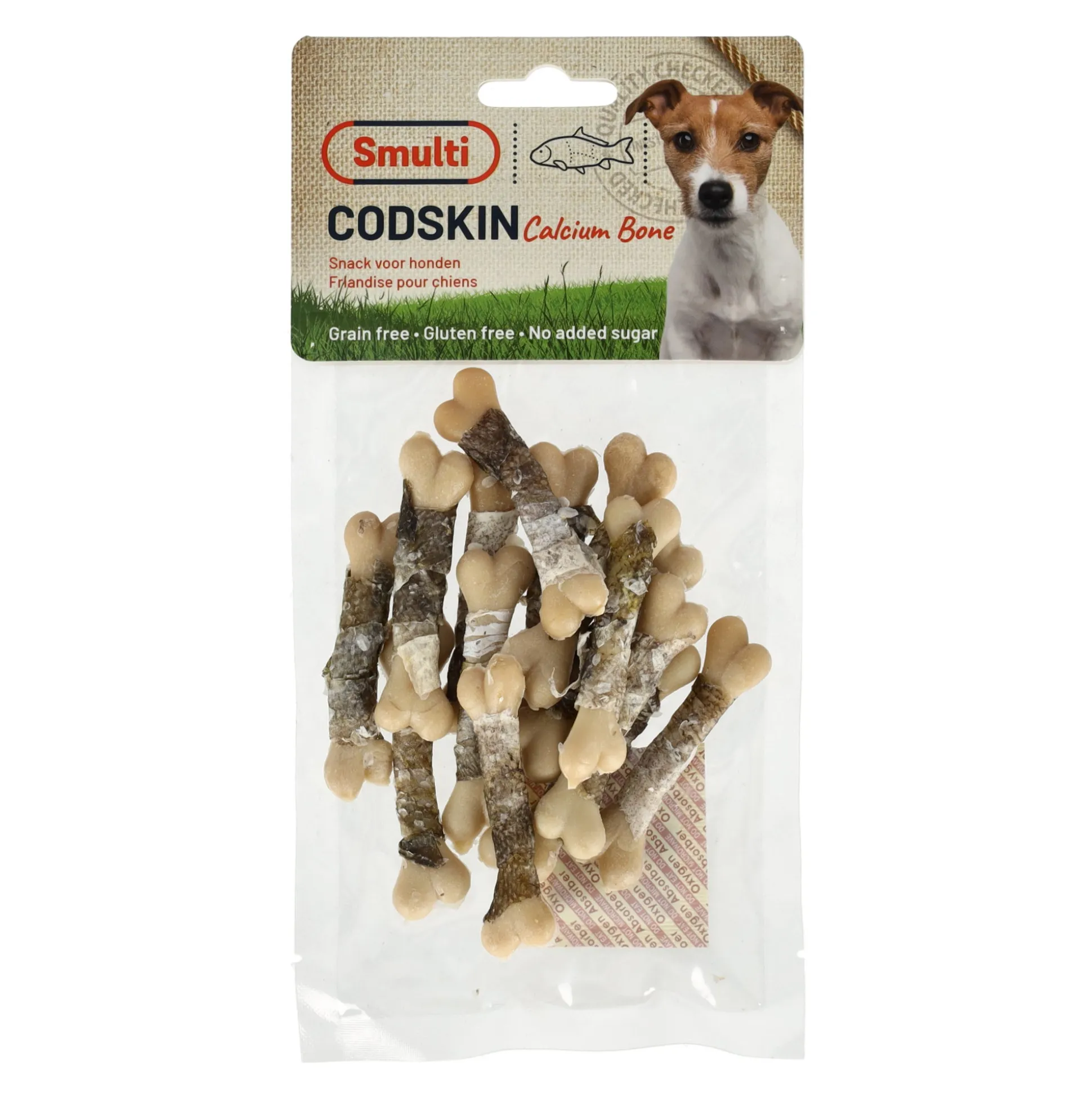 Hondensnack calcium been + vis 85g Smulti