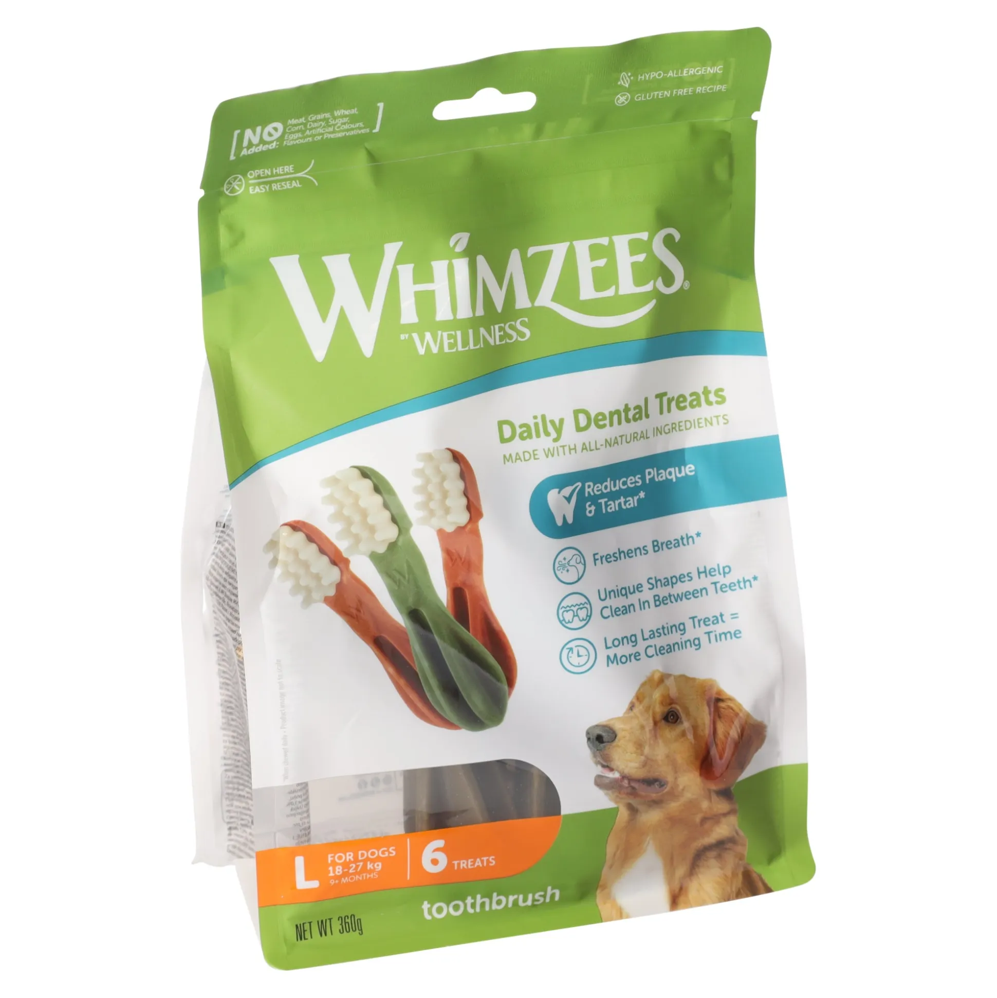 Hondensnack dental tandenborstel L 6st Whimzees