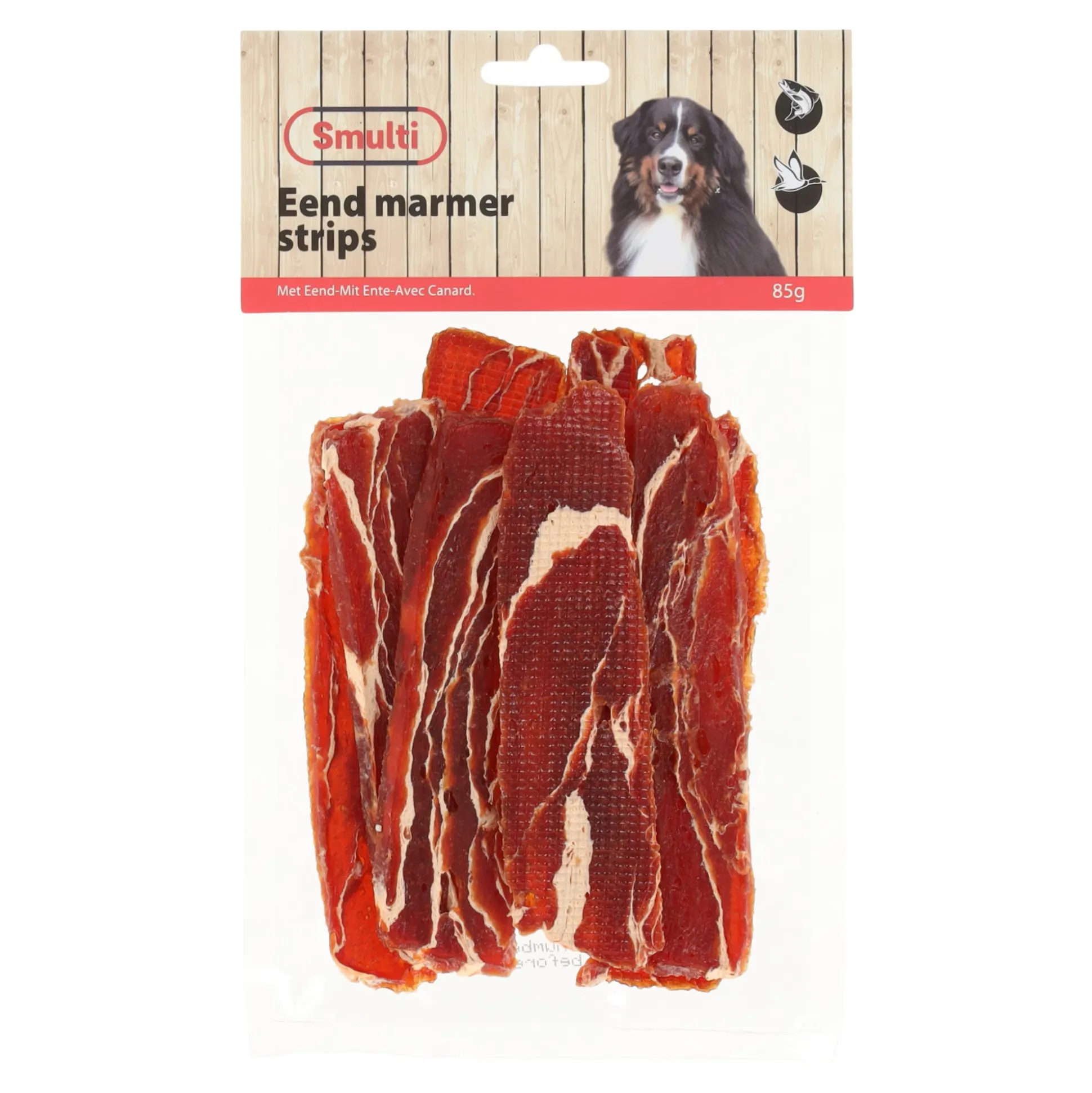 Hondensnack eend marmer strips 85g