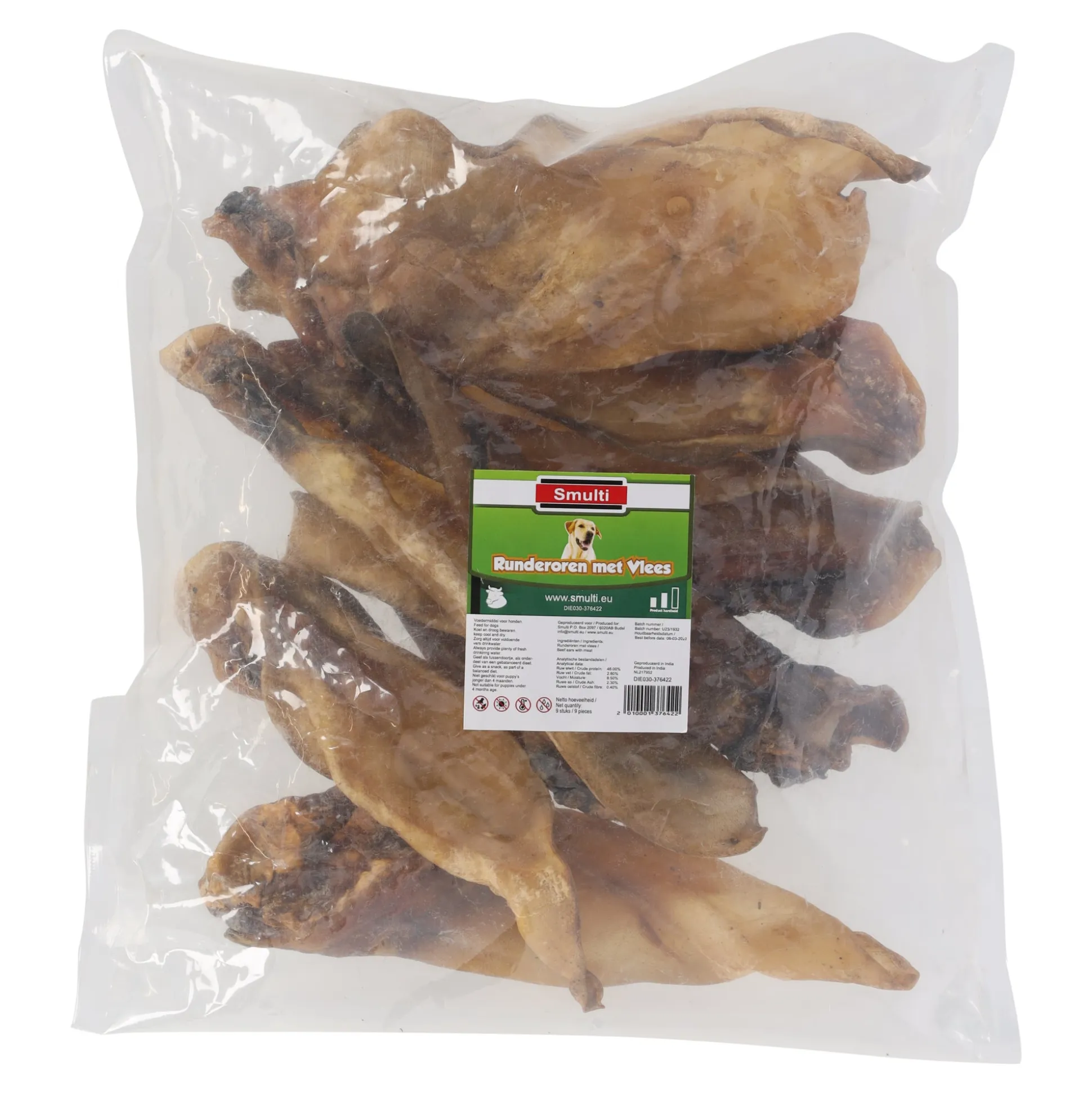 Hondensnack runderoor+schelp 9st
