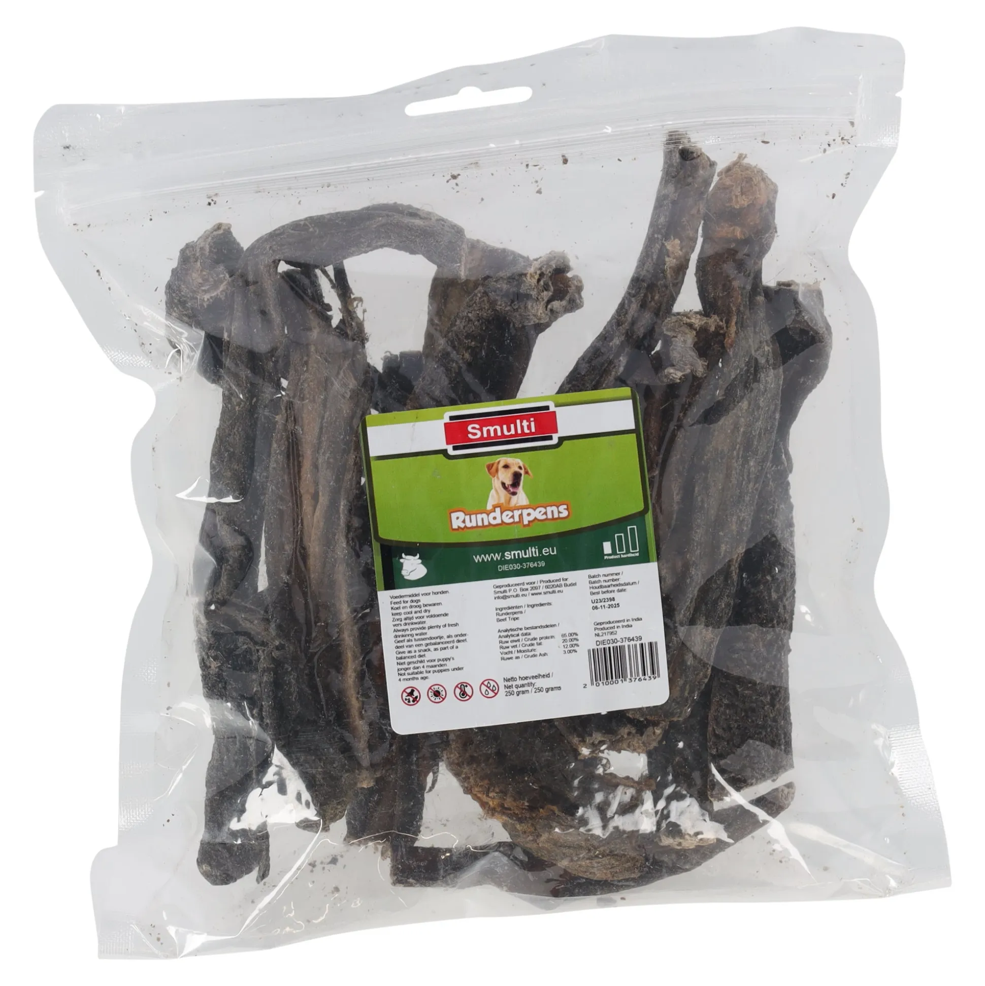 Hondensnack runderpens 250g Smulti